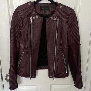 BCBGMaxAzria Women's Rich Burgundy Leather Jacket